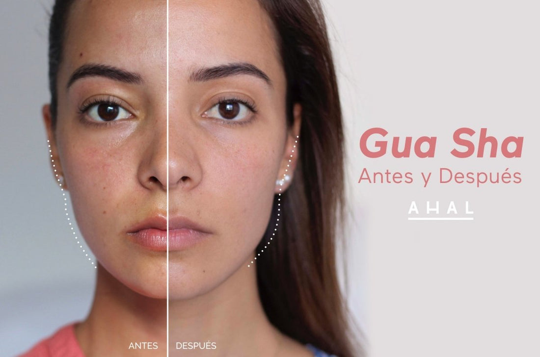 Gua Sha Facial Antes y Después AHAL Bio Cosmética